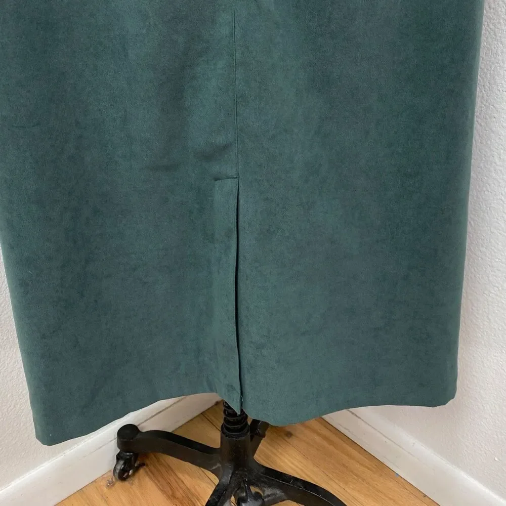 CJ Banks Forest Green Maxi Jumper Dress 14W Pocket Embroidery Trees Dark Academa